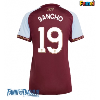 Aston Villa Jadon Sancho #19 Tricou Fotbal Replică 2025-26 Femei Acasa